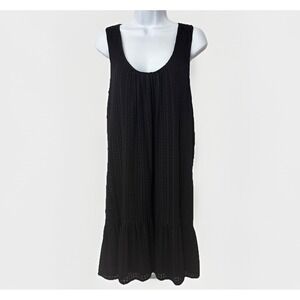 Maeve Anthropologie Black Melanie Grid Textured Sleeveless High Low Shift Dress